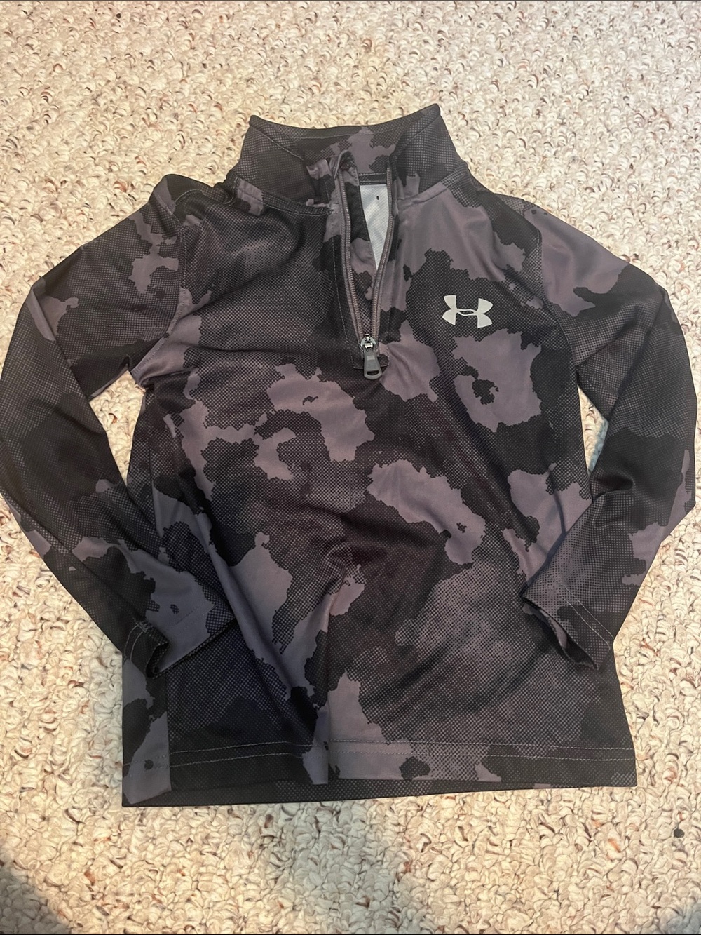 Under Armour Boys' Black & Gray Camo Quarter-Zip Pullover